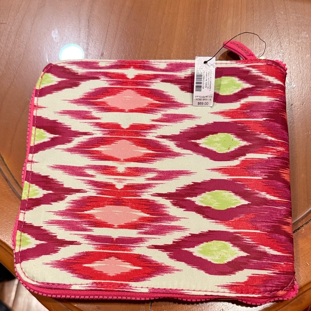 Chico's Pink and Green Patterned Pouch